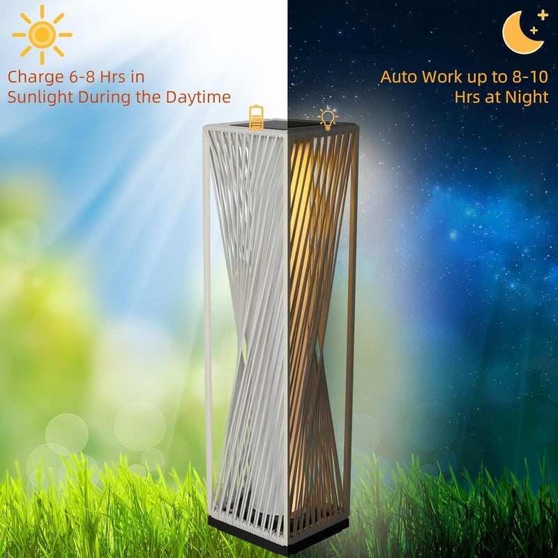 Solar Yard مصباح أرضي شمسي خارجي من الراتنج مع سلة شمسية مقاومة للماء للفناء والحديقة والممر والسطح، دازل دانس (أبيض) - Image 4